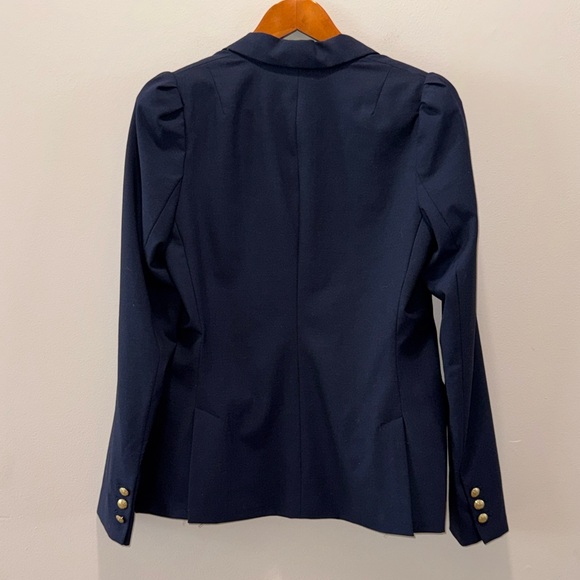 Banana Republic NWT Navy Blue Puff sleeve lightweight wool blend Blazer, sz 10 - Picture 12 of 14